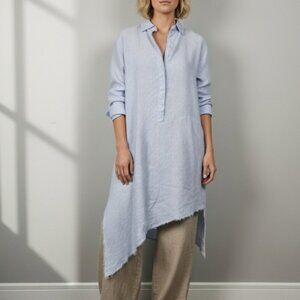 Frank & Eileen Drake Pinstripe Shirt Dress Minimalist Asymmetrical Tunic Size L